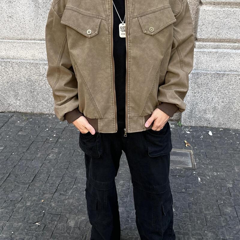 Mafu Classmates' Autumn and Winter Retro Street Patchwork Detroit Workwear Jacket, Unisex American-Style Loose Casual Coat