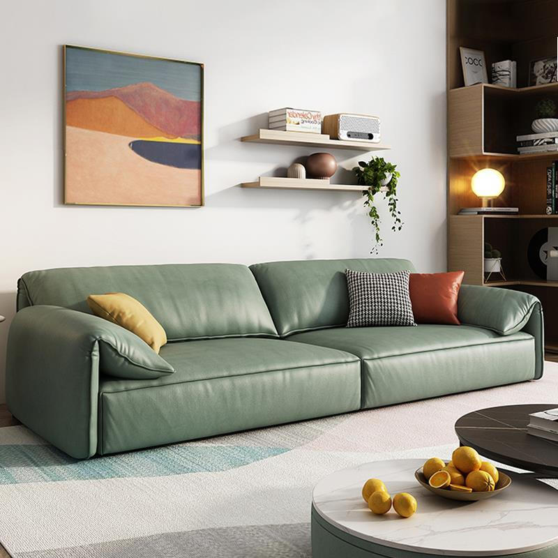 Leather office sofa coffee table combination simple modern business reception meeting meeting Italian minimalist three people