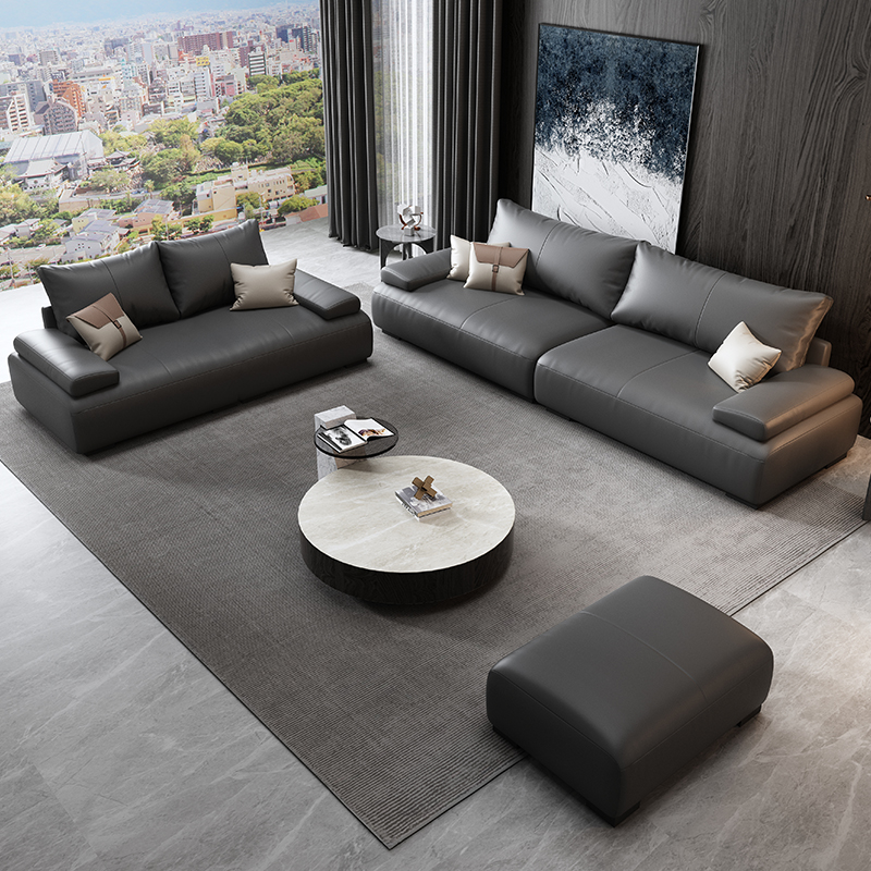 Creative Genuine Leather Business Minimalist Modern Meeting Guest Talk Office Sofa Reception Conference Tea Table Combined Rest Area