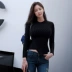 Áo khoác nữ mùa đông phiên bản Hàn Quốc của áo sơ mi Slim đa năng Áo len ngắn không thường xuyên của áo len thắt eo bó sát - Áo len áo len cổ lọ nữ Áo len
