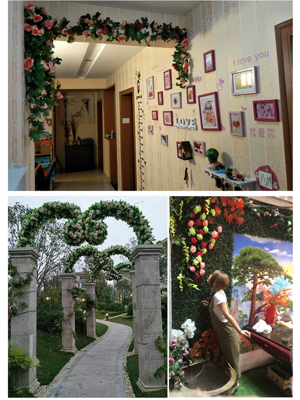 Hoa giả mây mô phỏng hoa hồng phòng khách điều hòa không khí ống quanh co sưởi ấm trang trí bao gồm cây nho nhựa - Hoa nhân tạo / Cây / Trái cây cây đào giả