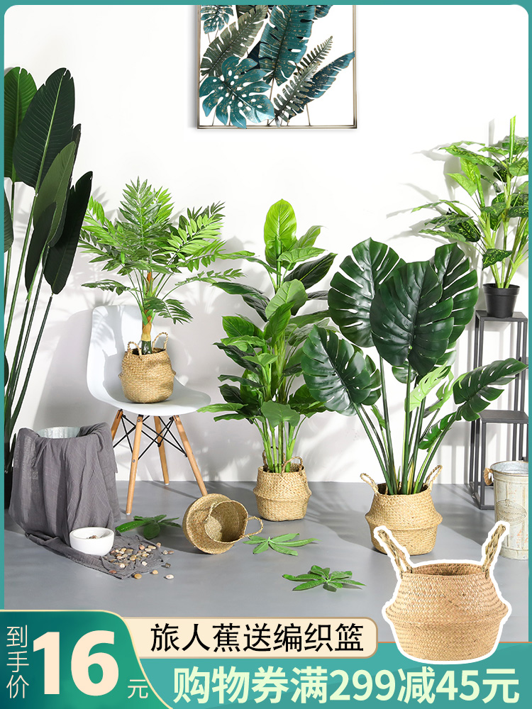 Simulation plant potted fake tree bonsai Nordic interior decoration large floor-to-ceiling traveler banana Bird of paradise green plant ornaments