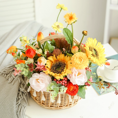 Подсолнечная корзина для цветочной корзины Тенгцзянь Цветок и Цветок Баскетбол псевдо -блюдо для украшения корзины гостиная