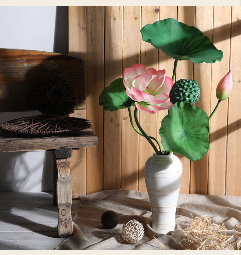 Mô phỏng hoa sen lá sen nhựa hoa giả hoa lily cây xanh sàn nhà cắm hoa phòng khách trang trí nội thất trang trí hoa - Hoa nhân tạo / Cây / Trái cây cây nhựa trang trí