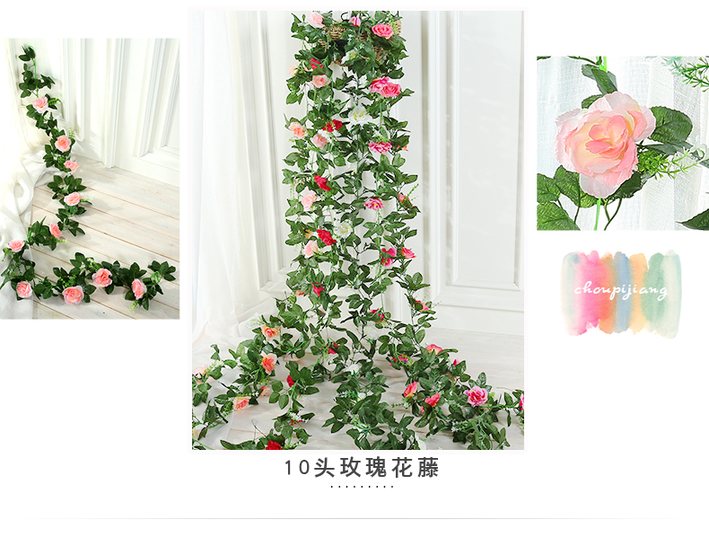 Mô phỏng Hoa hồng Hoa Mây Hoa giả Phòng khách trong nhà Điều hòa nhiệt độ ống Trang trí Loại trừ Nhựa Wisteria Hoa Vine - Hoa nhân tạo / Cây / Trái cây cây hoa giả