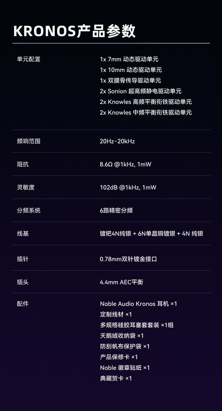 NOBLE 诺岱 KRONOS小编年史旗舰级入耳式有线hifi耳机发烧耳塞