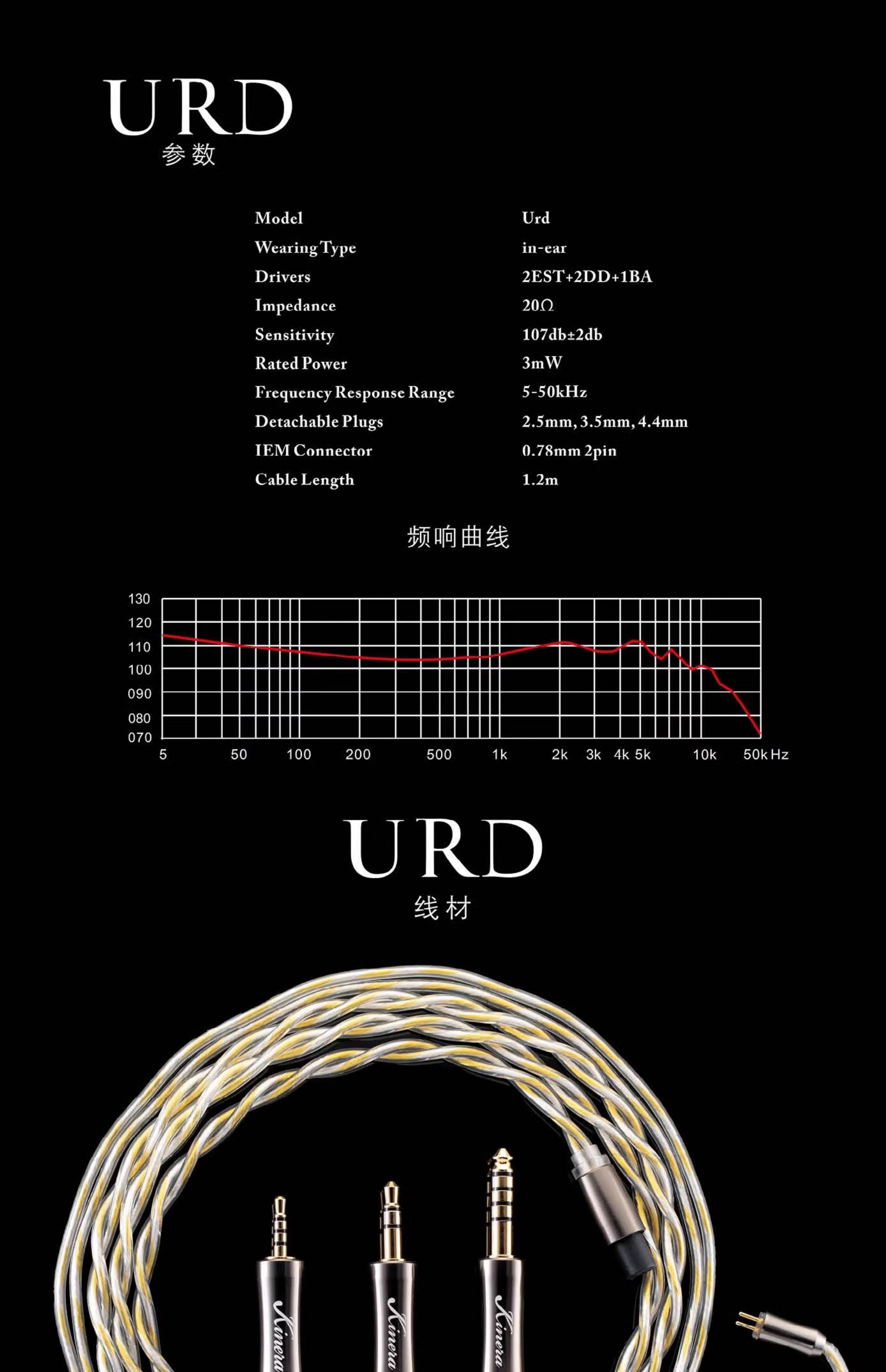KINERA/王者时代URD乌尔德两静电两圈一动铁入耳式HIFI耳机