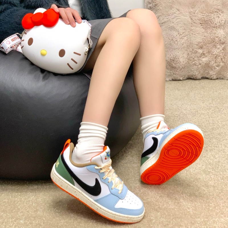 Nike Court Borough 2 Women's White, Blue and Green Retro Sports and Leisure Sneakers Dx6052-101
