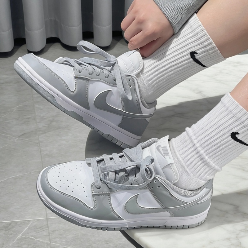 Nike Dunk Low Next Nature Women's Gray and White Shock-Absorbing Versatile Low-Top Sneakers Dd1873-113