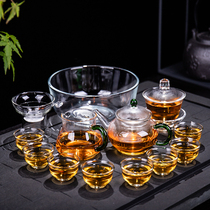 Transparent glass tea set set Household Kung Fu tea cup Living room small set Office meeting modern and simple