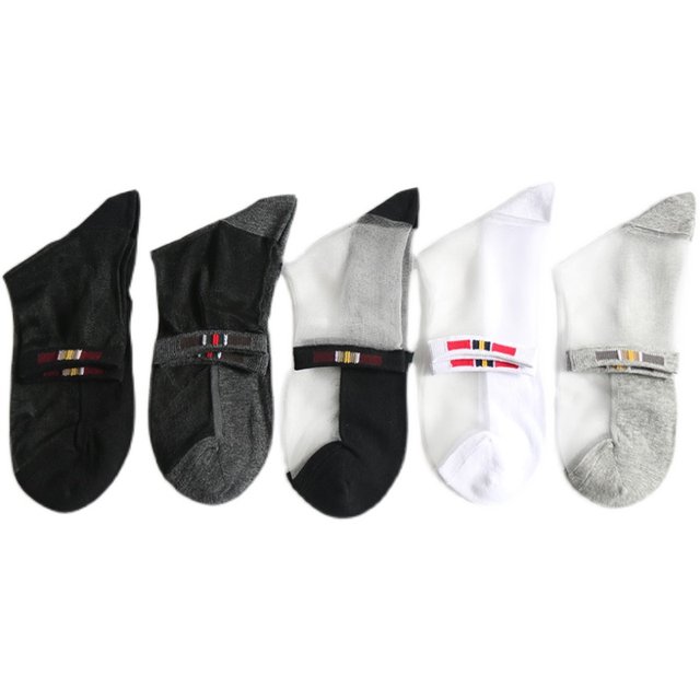 Thin socks men's summer mid-calf stockings business men's mercerized socks non-slip pure cotton bottom glass silk short-tube men's socks