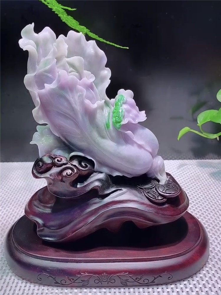 緬甸天然玉石擺件冰糯種精雕觀音財神貔貅翡翠客廳裝飾品