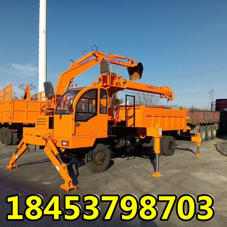 5 ton wheel hoisting transport vehicle White Cai Dragon Door Hanging Roll and Dump Excavator Hanging one machine