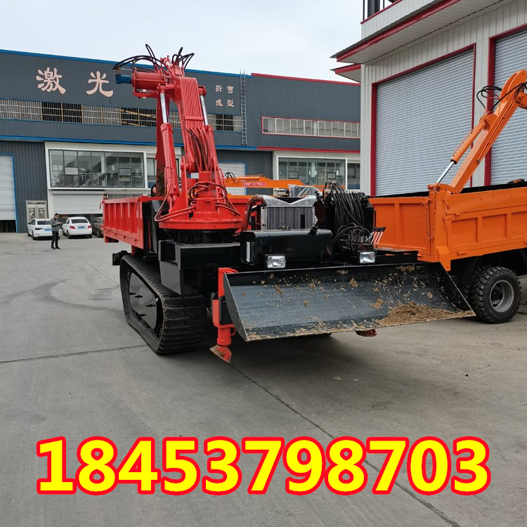 Tracked truck-mounted excavator Four-like wood grabber dump truck Self-made hoisting and digging machine