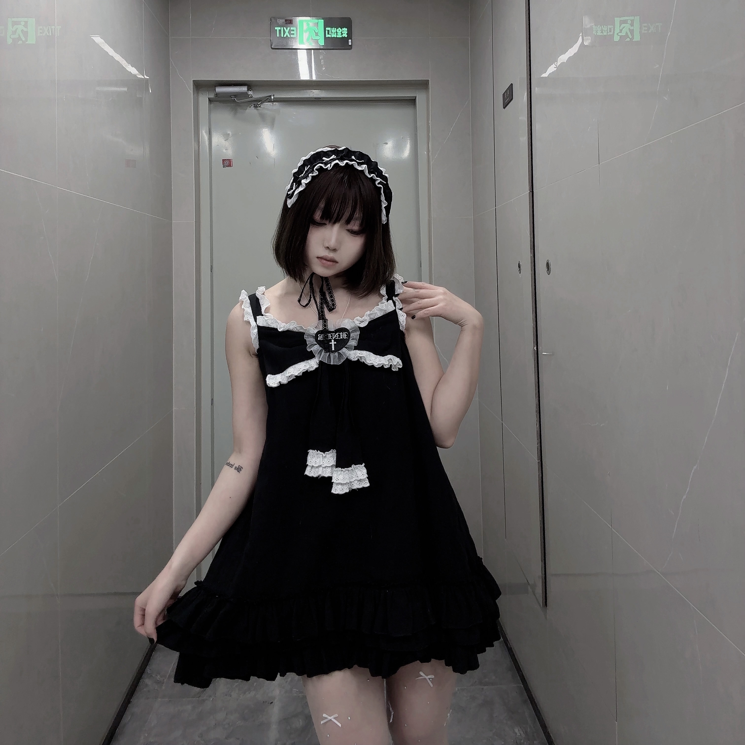 - cross heart - that 's monkey business Radio wave Original design doll sense Gu Zao Little skirt Cake skirt Dress