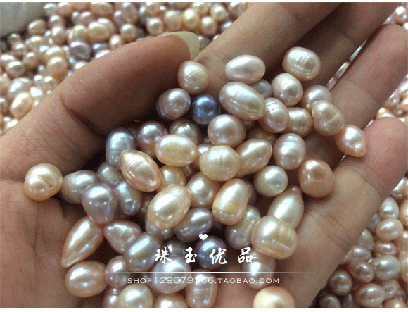 Ngọc trai nước ngọt tự nhiên 7-8mm, giọt hình hạt gạo, hạt trần, hạt lỏng, cân vòng tay DIY cho cá phật - Vòng đeo tay Clasp vòng ngọc bích