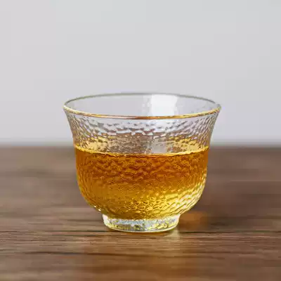 Japanese handmade heat-resistant hammer pattern transparent glass cup Master Cup Crystal gold personal teacup tea set