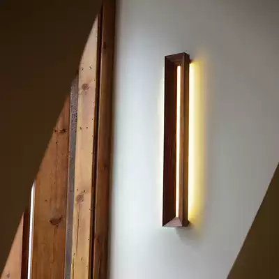 Nordic black walnut wall lamp new Chinese style bedside simple modern minimalist living room bedroom study aisle corridor Lantern