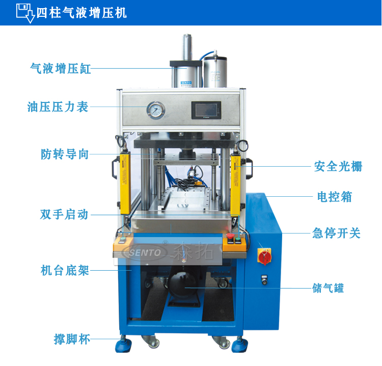 供应森拓STPF增压冲床，气动冲床，落地式增压压力机大型厂家 增压冲床,气液增压冲床,森拓压机