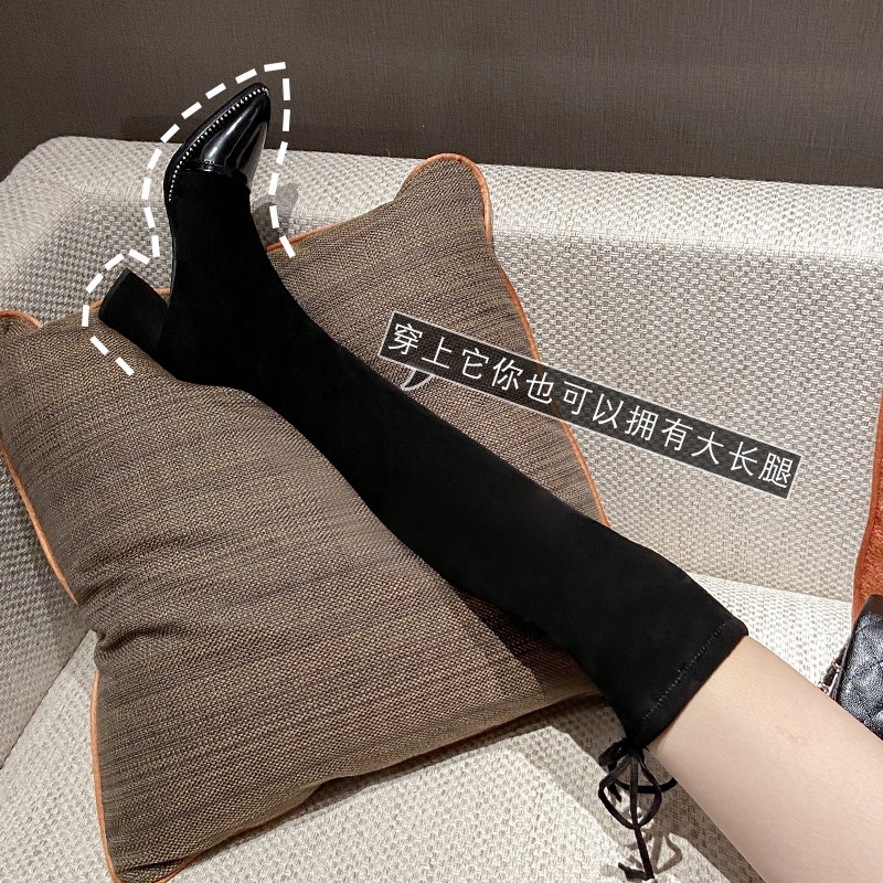 Small tall boots women's over-the-knee boots women's 2022 new thick heel pointed toe thin autumn high-heeled high boots