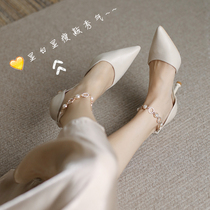 Fa-style black High heel shoe woman 2022 New spring and autumn season fine with design sensation Little crowdpointed and single shoe woman