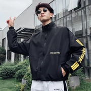 Phong cách nghệ thuật Hồng Kông mùa thu phiên bản Hàn Quốc của áo khoác cổ cao nam rộng ulzzang áo khoác thêu tiếng Anh đồng phục bóng chày học sinh