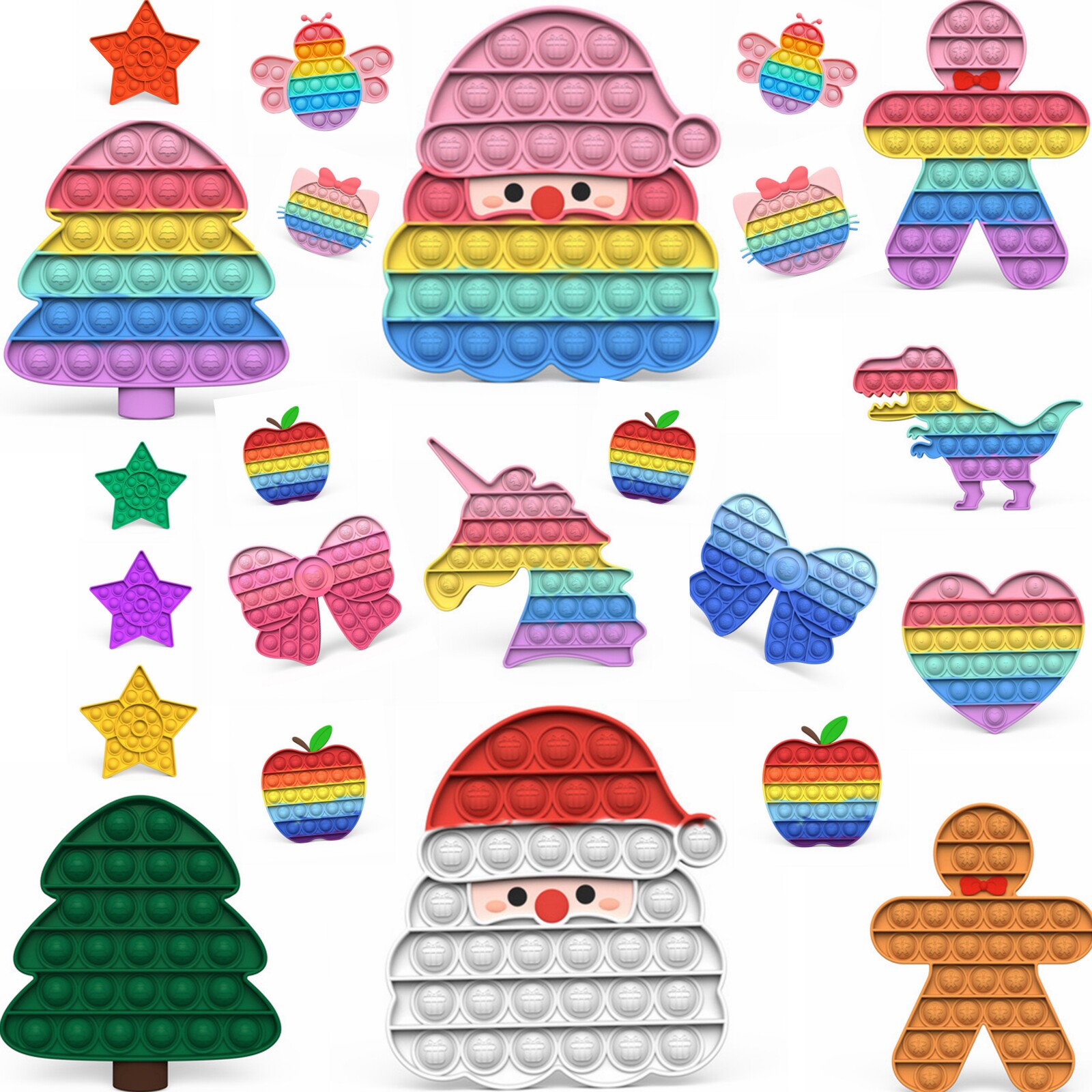 Christmas toy Rainbow presses popit toys pressing fingers to silicone parent toys