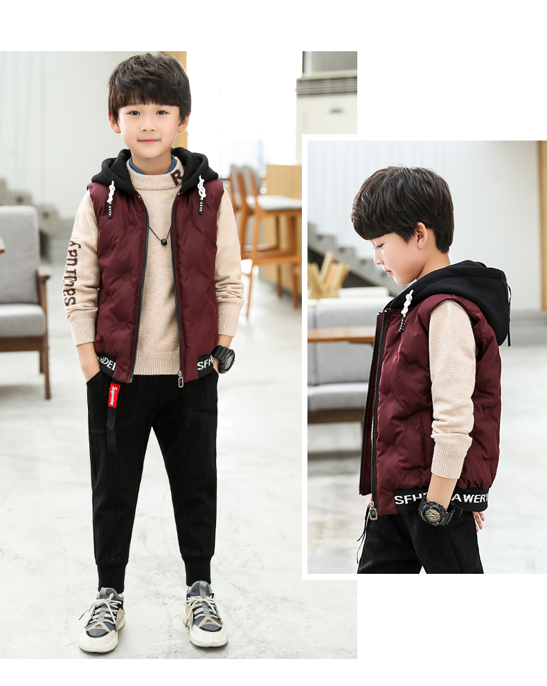 Áo vest bé trai mùa thu đông 2018 mới 6 bé lớn 7 bé 8 xuân hè 9 áo vest dài dày 15 tuổi quần áo trẻ em cao cấp