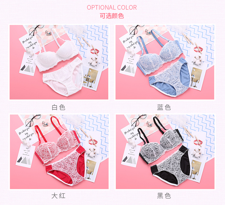 Mùa hè áo ngực nữ đồ lót đặt ngực nhỏ tập hợp dày cô gái áo ngực ren gợi cảm 1/2 nửa cốc trắng áo bra đẹp