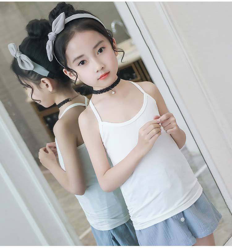 Gona thương hiệu childrens quần áo cô gái Mordale bông Y-word vest Hàn Quốc phiên bản của sling tóc rắn màu cơ đáy.