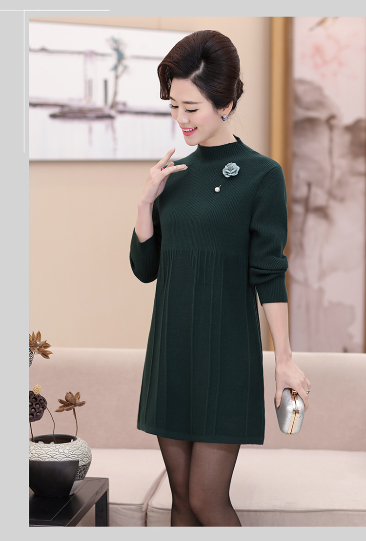 Phụ nữ trung niên mùa thu và mùa đông áo len mới cộng với phân bón XL mẹ tải áo đan đáy dài áo khoác nữ trung niên cao cấp
