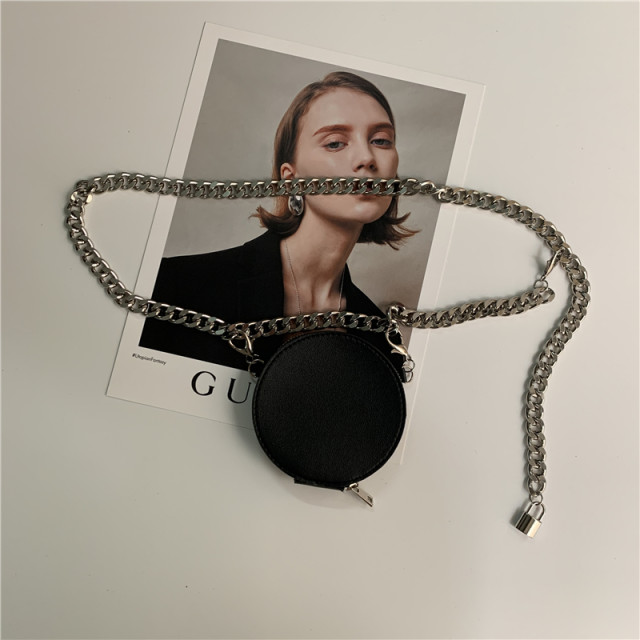 Love chain mini waist bag punk style metal waist chain Korean style detachable belt ຖົງນ້ອຍຕົກແຕ່ງ ins trend