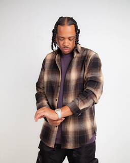 Califans West Coast Chicano Plaid Shirt Men's Loose Large Size American Hip-Hop Retro Long-Sleeved Shirt