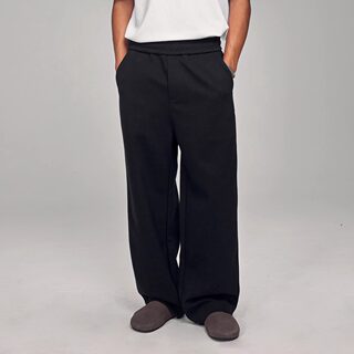 Blank Map Spring and Autumn Casual 380g Oversized Air Layer Loose Draped Knit Straight Leg Curved Hem Sweatpants for Men and Women