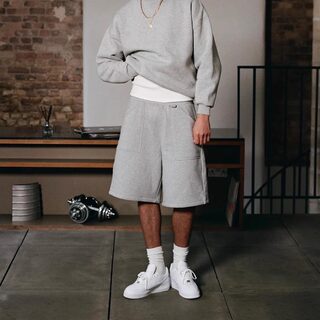 Califans American Street Style Air Layer Silhouette Six-Point Cargo Shorts for Men, Heavyweight Loose Straight-Leg Pocket Shorts