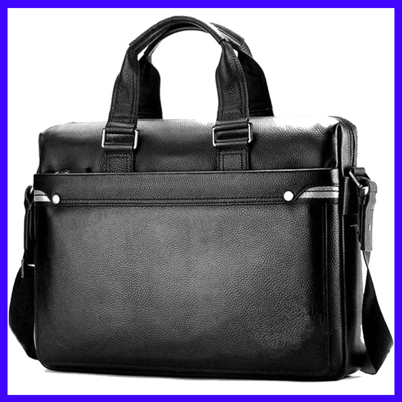 Leather men's bag bag business briefcase male computer bag 15 6 inch large capacity skewed bag briefcase