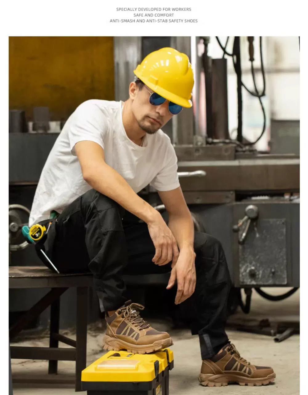 German imported labor protection shoes for men, high-top steel toe caps, anti-smash, anti-puncture, anti-slip, wear-resistant, safe, breathable for labor ladies