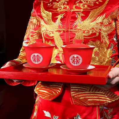 Wedding ceremony Wedding celebration plate Bride dowry big red festive fruit plate Toast cup large tray Candy dried fruit tea plate