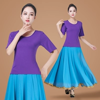 Сиреневая цветная синяя длинная юбка