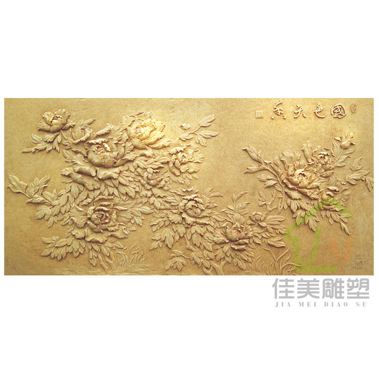 Artificial sandstone relief background wall outside the wall painting decoration custom national color Tianxiang large wall hanging villa carving