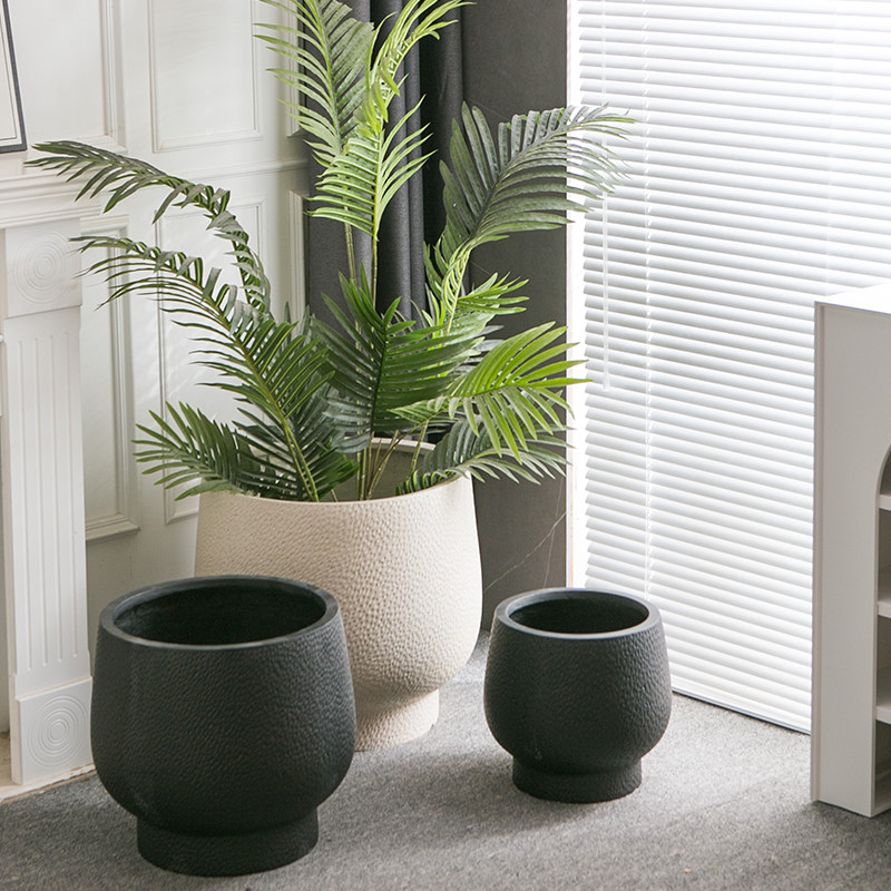 Nordic Magnesium mud floor flower pots extremely minimalist cup type white soft-mounted extra-large florator living room Mind mall Villa Swing-Taobao