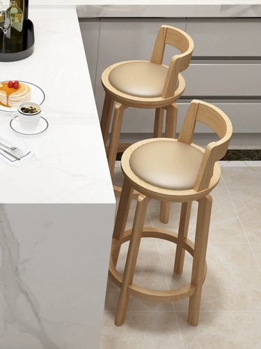 Северный высокий стул Современный простые сплошные деревянные стул задний стул, домашний бар, вращающийся табурет, стул