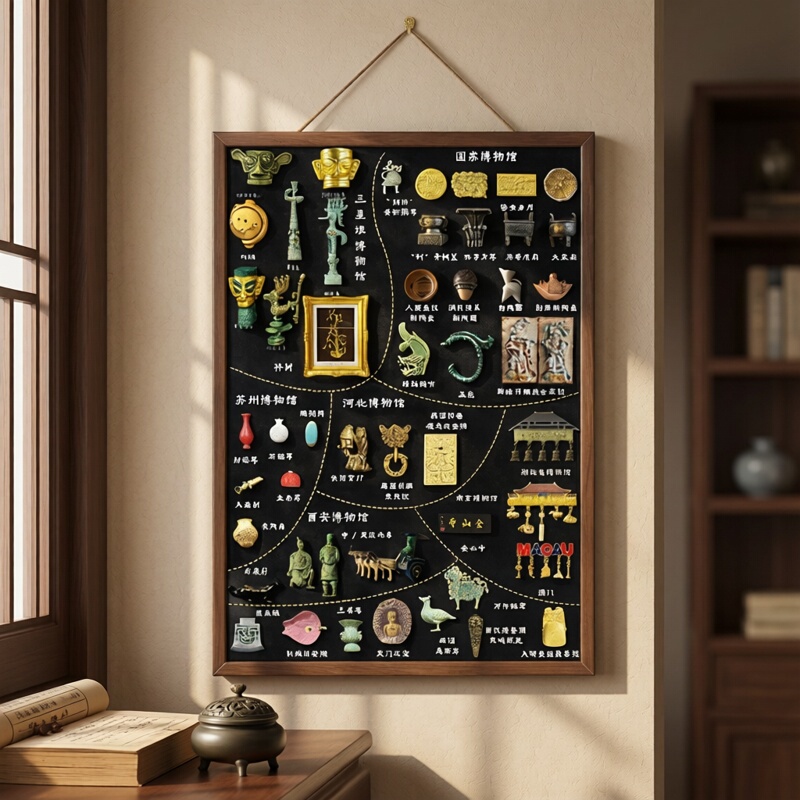 National Style Museum Refrigerator Magnet Display Board Magnetic Blackboard Wall Hanging Storage Photo Frame No Drilling Required, No Damage to the Wall