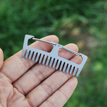 Pure titanium mini comb portable outdoor portable palm comb anti-static non-allergic EDC multi-function buckle comb