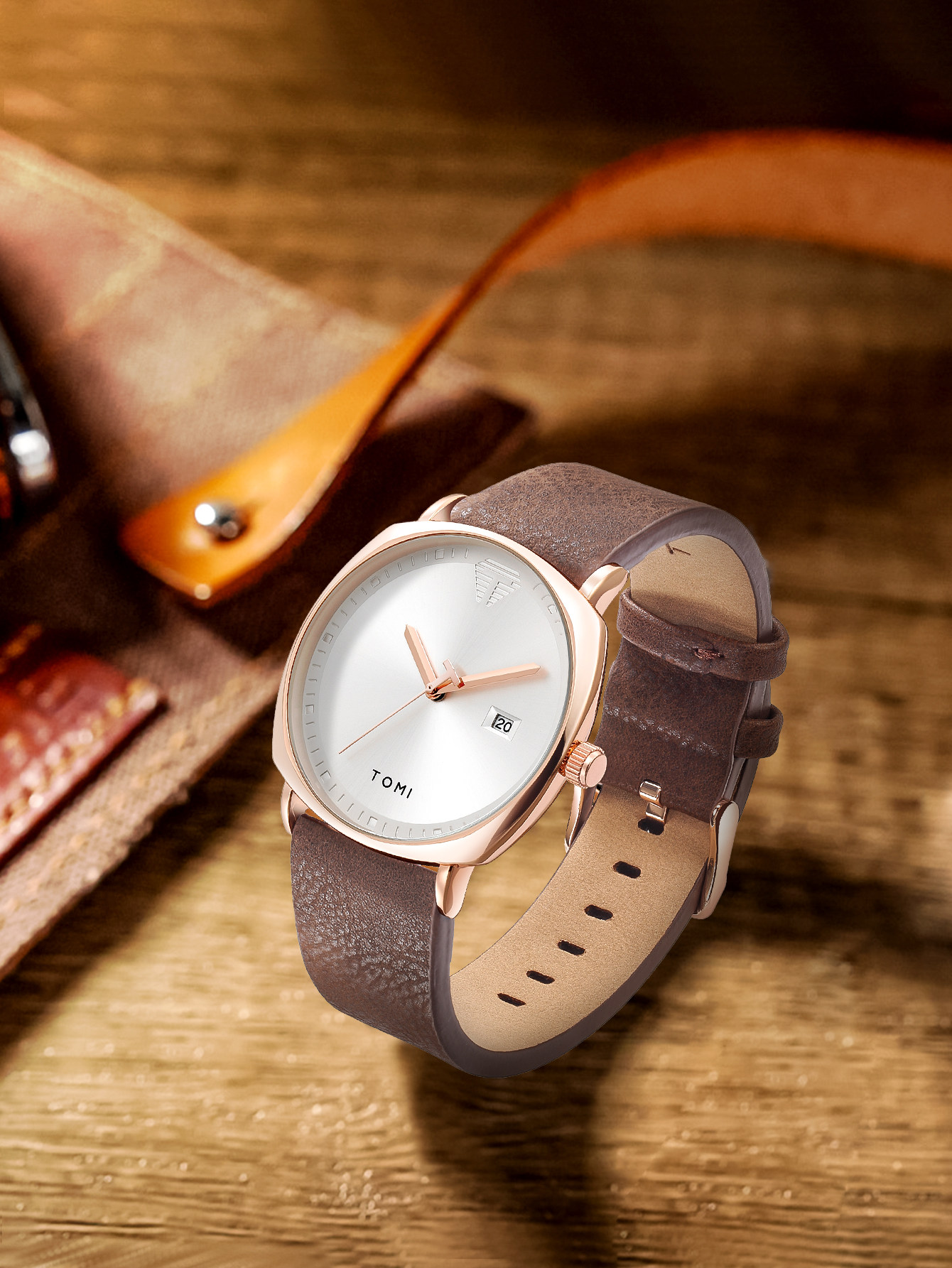 TOMI Calendar Simple Men's Quartz New Leisure Trend Student Waterproof Large Dial Movement Mirror Face Watch_voghion.com