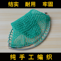 Foldable stainless steel hollow solid net copy head nylon rubber wire mesh pocket pure hand woven high horsepower fishing net