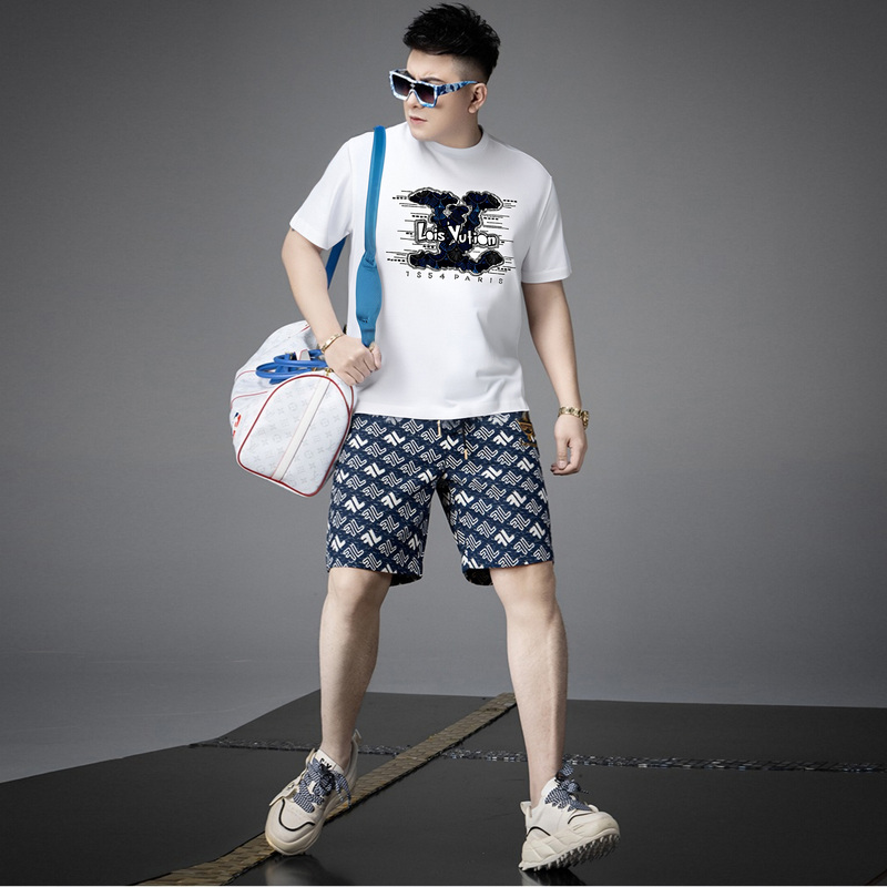 European High-End Short-Sleeved Shorts Casual Suit for Men 2026 New Summer Trendy Embroidered T-Shirt Two-Piece Set
