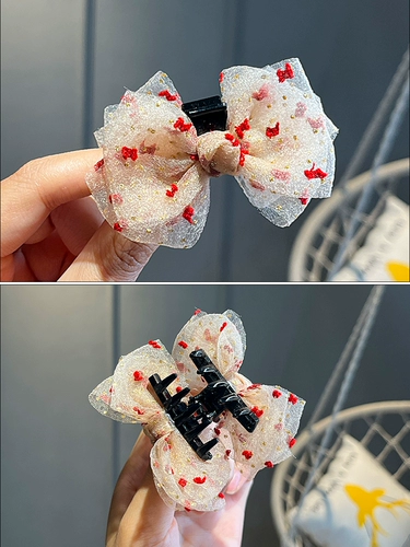 Двусторонная маленькая детская заколка-крабик с бантиком, аксессуар для волос, милая заколка для волос, челка