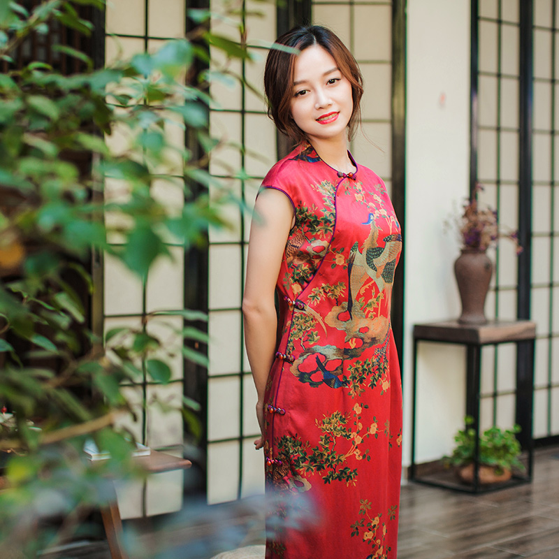 Zhu's original (variegated life) Heavy-pound genuine silk scents cloud yarn casual Chinese style disc buckle improved swardrobes and women