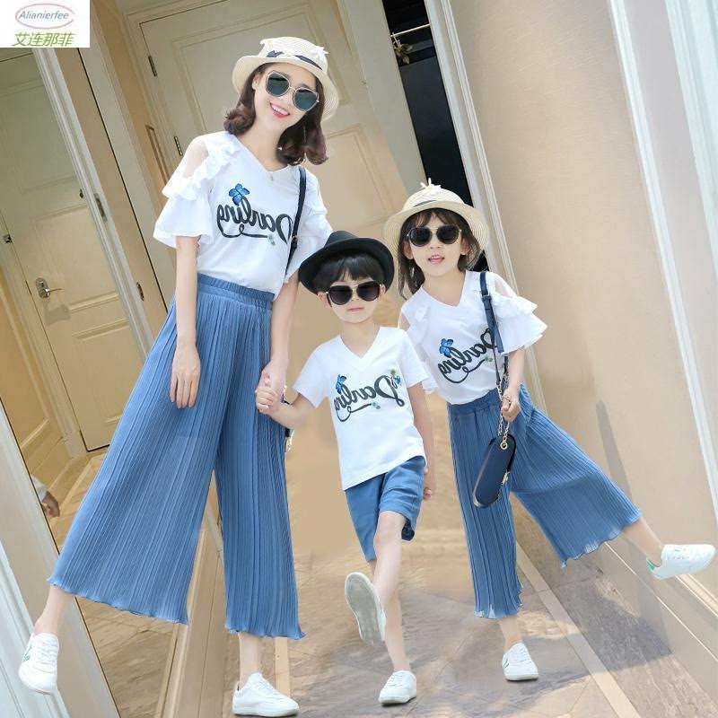 2022 New Spring and Autumn Parent-child Summer Dress Mother and Daughter Family of Three and Four